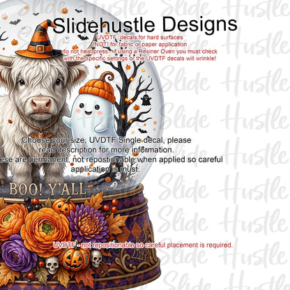 UVDTF Decal, Highlands Cow with Snowman Snow Globe, VF905 D31