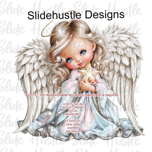 UVDTF Decal, Christmas Angel Decal holding a star, VF905 D33