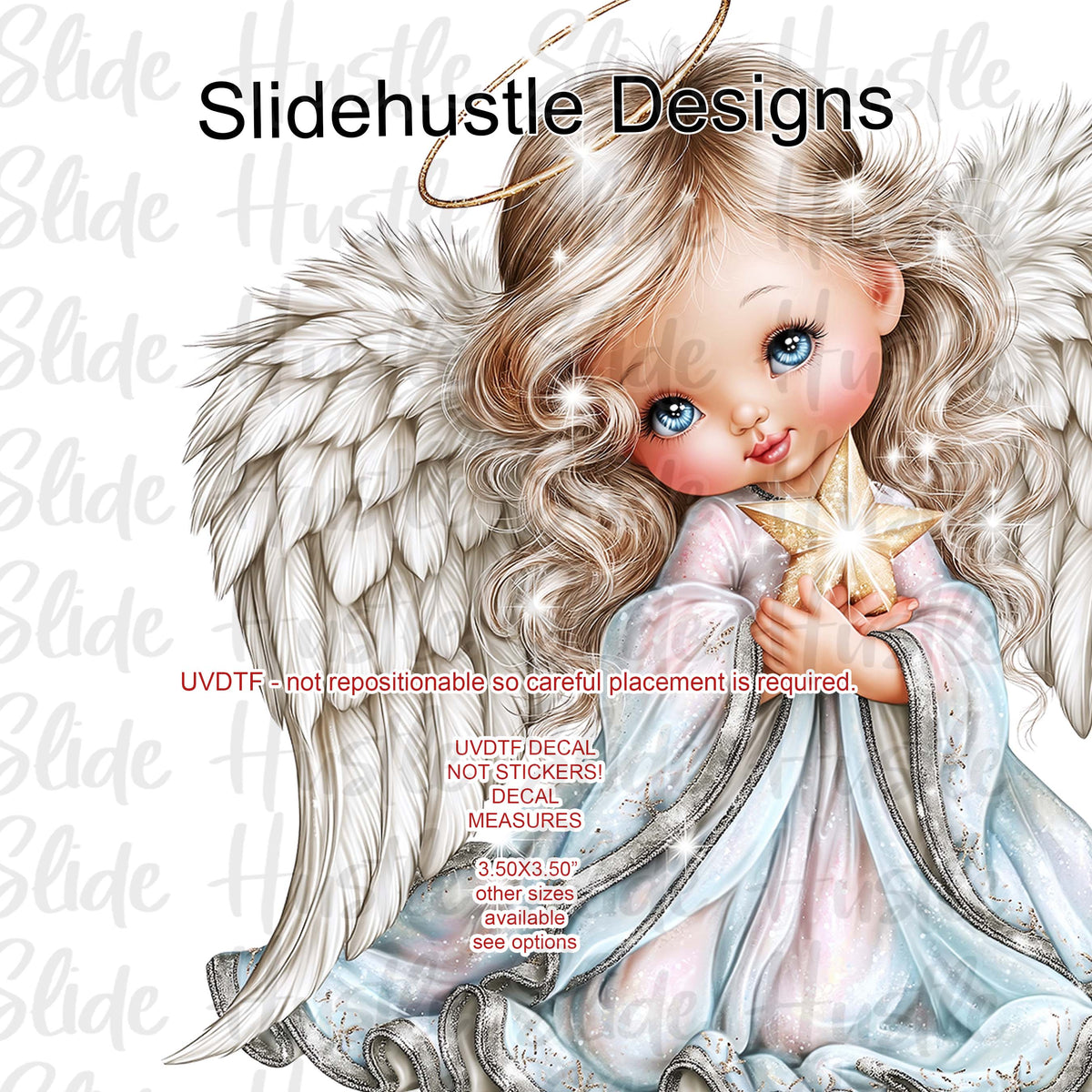 UVDTF Decal, Christmas Angel Decal holding a star, VF905 D33
