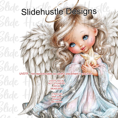 UVDTF Decal, Christmas Angel Decal holding a star, VF905 D33