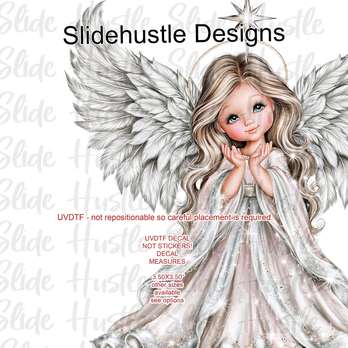 UVDTF Decal, Christmas Angel Decal with wings spread, VF905 D35