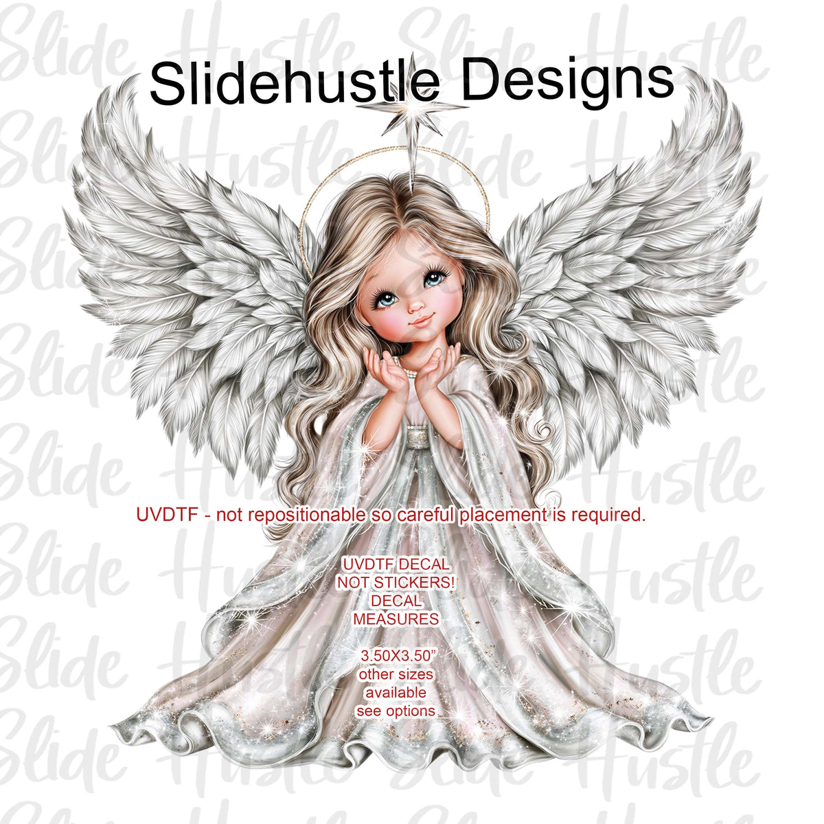 UVDTF Decal, Christmas Angel Decal with wings spread, VF905 D35