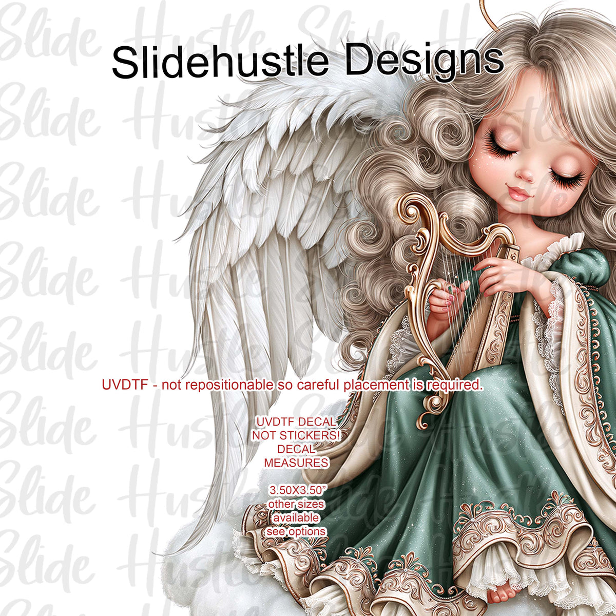 UVDTF Decal, Christmas Angel wearing a blue dress, VF905 D37