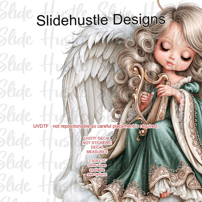 UVDTF Decal, Christmas Angel wearing a blue dress, VF905 D37