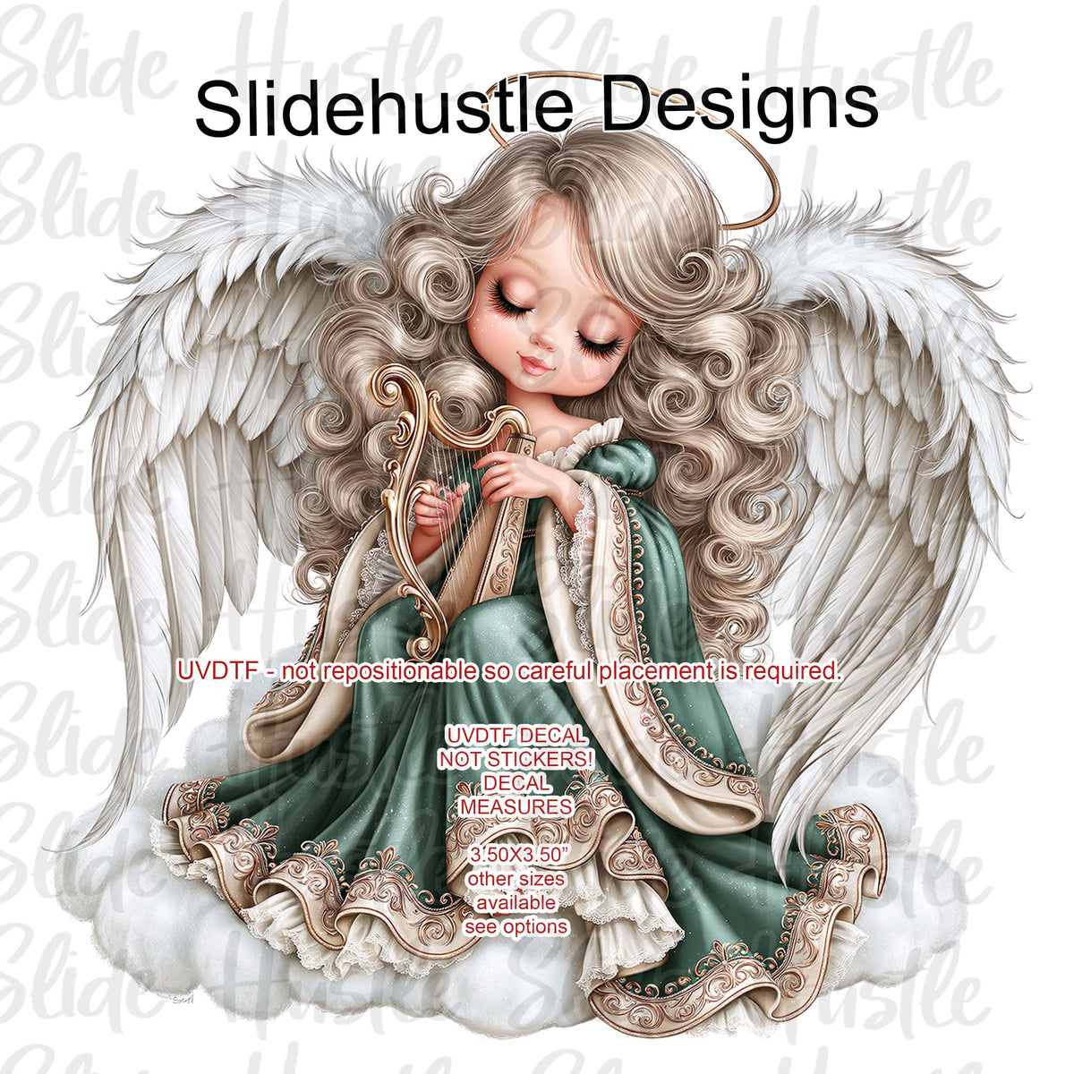 UVDTF Decal, Christmas Angel wearing a blue dress, VF905 D37