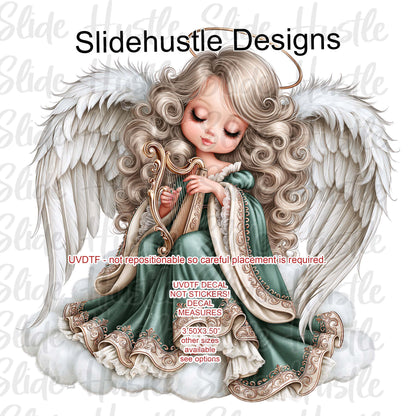 UVDTF Decal, Christmas Angel wearing a blue dress, VF905 D37