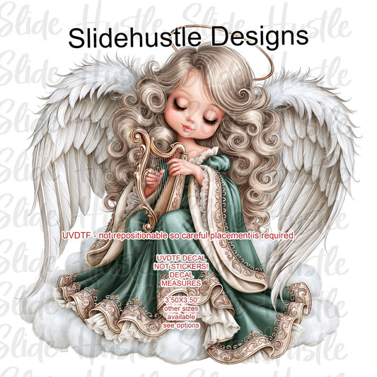 UVDTF Decal, Christmas Angel wearing a blue dress, VF905 D37