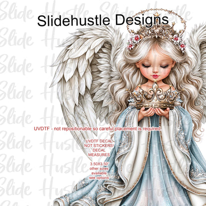 UVDTF Decal, Christmas Angel wearing a blue dress, VF905 D38