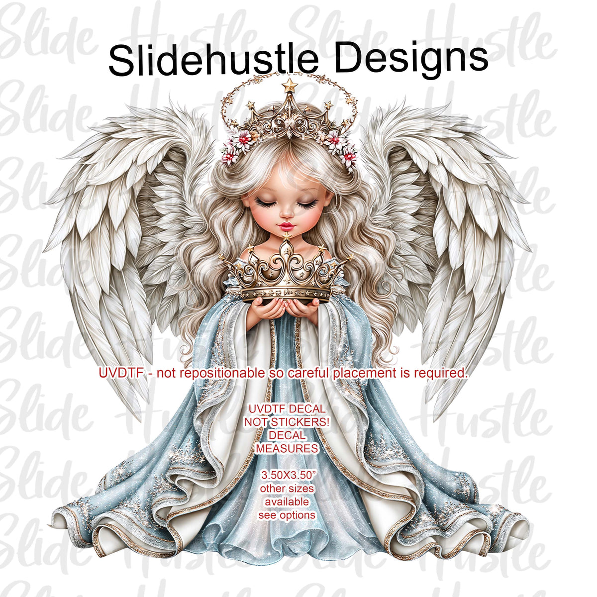 UVDTF Decal, Christmas Angel wearing a blue dress, VF905 D38