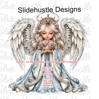 UVDTF Decal, Christmas Angel wearing a blue dress, VF905 D38
