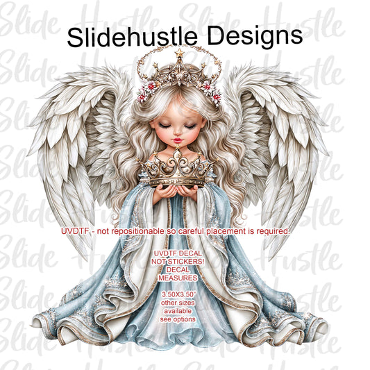 UVDTF Decal, Christmas Angel wearing a blue dress, VF905 D38