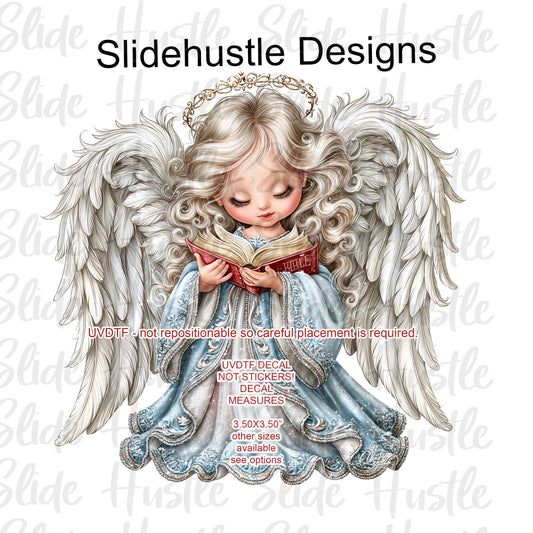 UVDTF Decal, Christmas Angel wearing a blue dress, VF905 D39