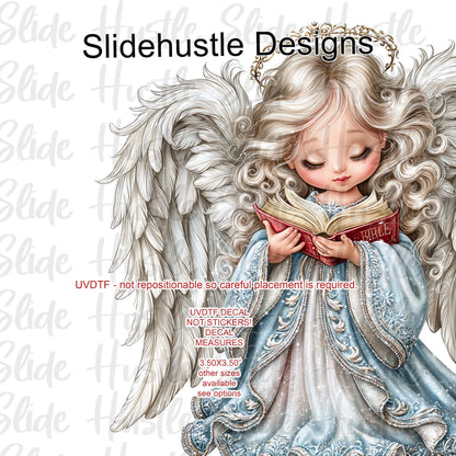 UVDTF Decal, Christmas Angel wearing a blue dress, VF905 D39