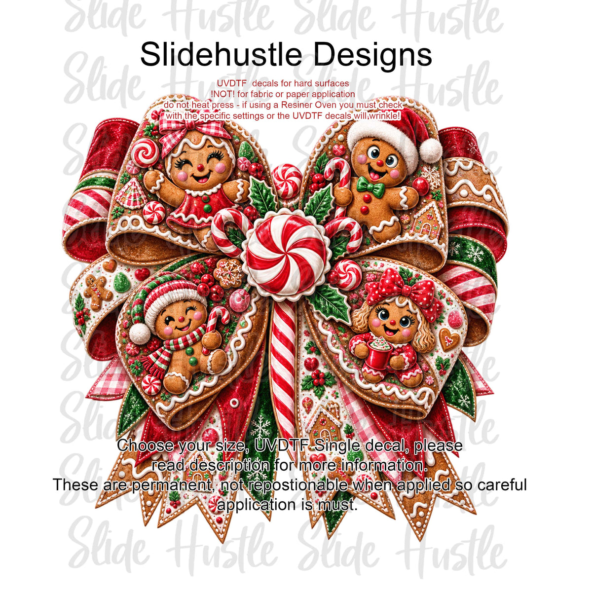 UVDTF Decal, Christmas Gingerbread bow. VF905 D3