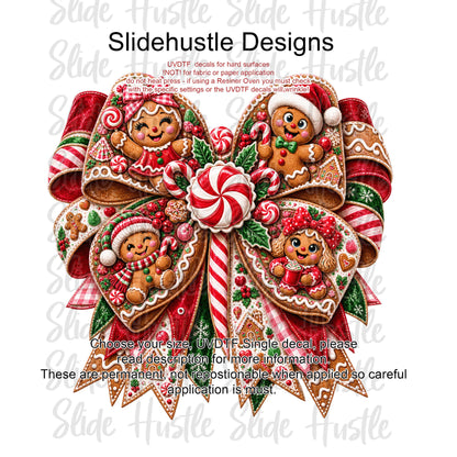 UVDTF Decal, Christmas Gingerbread bow. VF905 D3