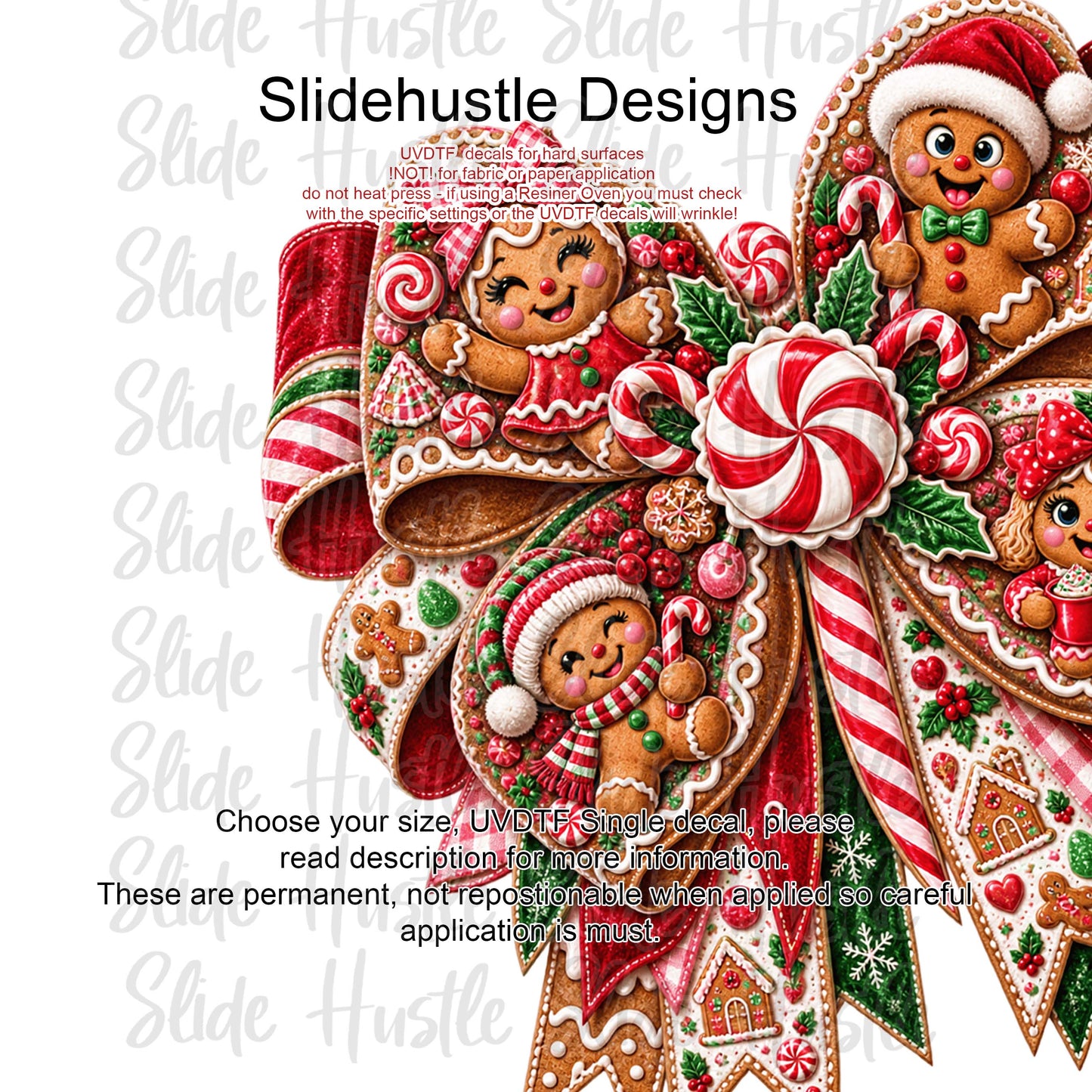 UVDTF Decal, Christmas Gingerbread bow. VF905 D3