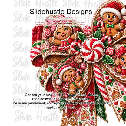 UVDTF Decal, Christmas Gingerbread bow. VF905 D3