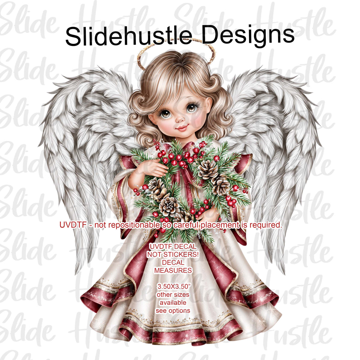 UVDTF Decal, Angel holding wreath, VF905 D42