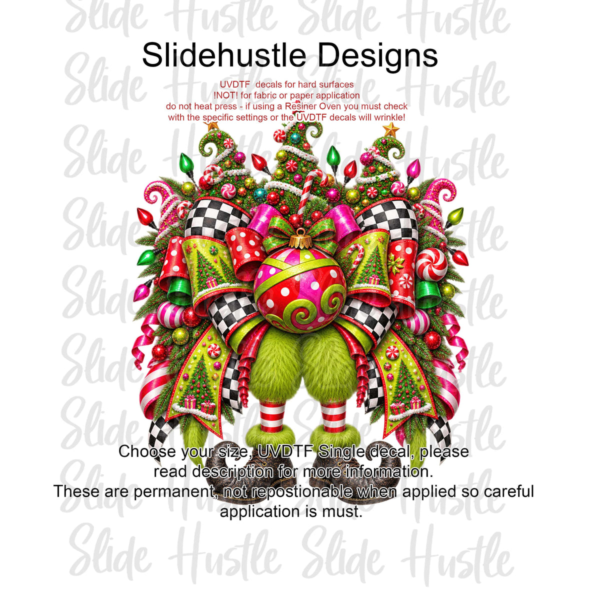 UVDTF Decal, Christmas Elf bow. VF905 D4