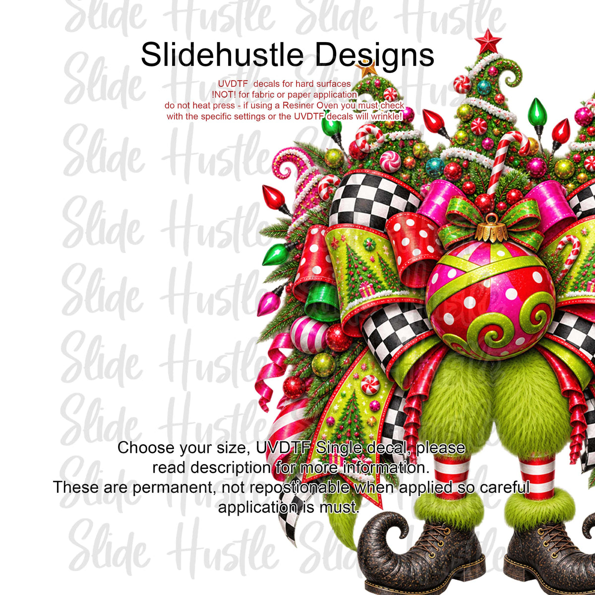 UVDTF Decal, Christmas Elf bow. VF905 D4