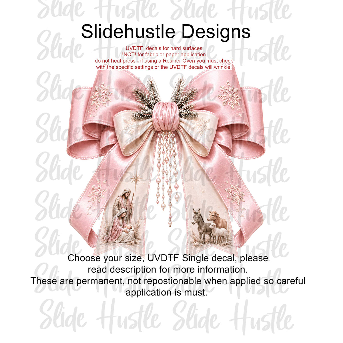 UVDTF Decal, Christmas Manger bow. VF905 D5