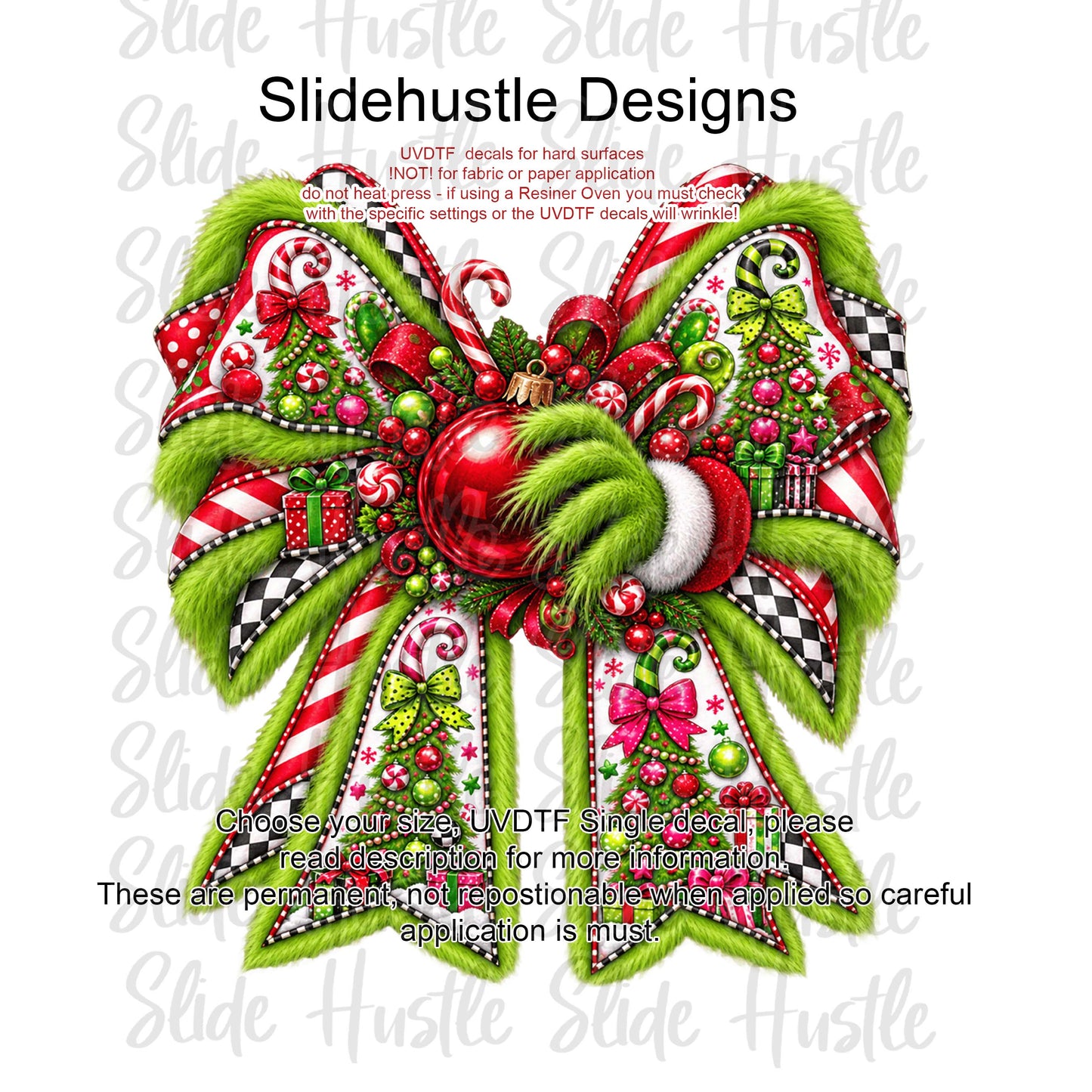 UVDTF Decal, Christmas Elf bow. VF905 D6