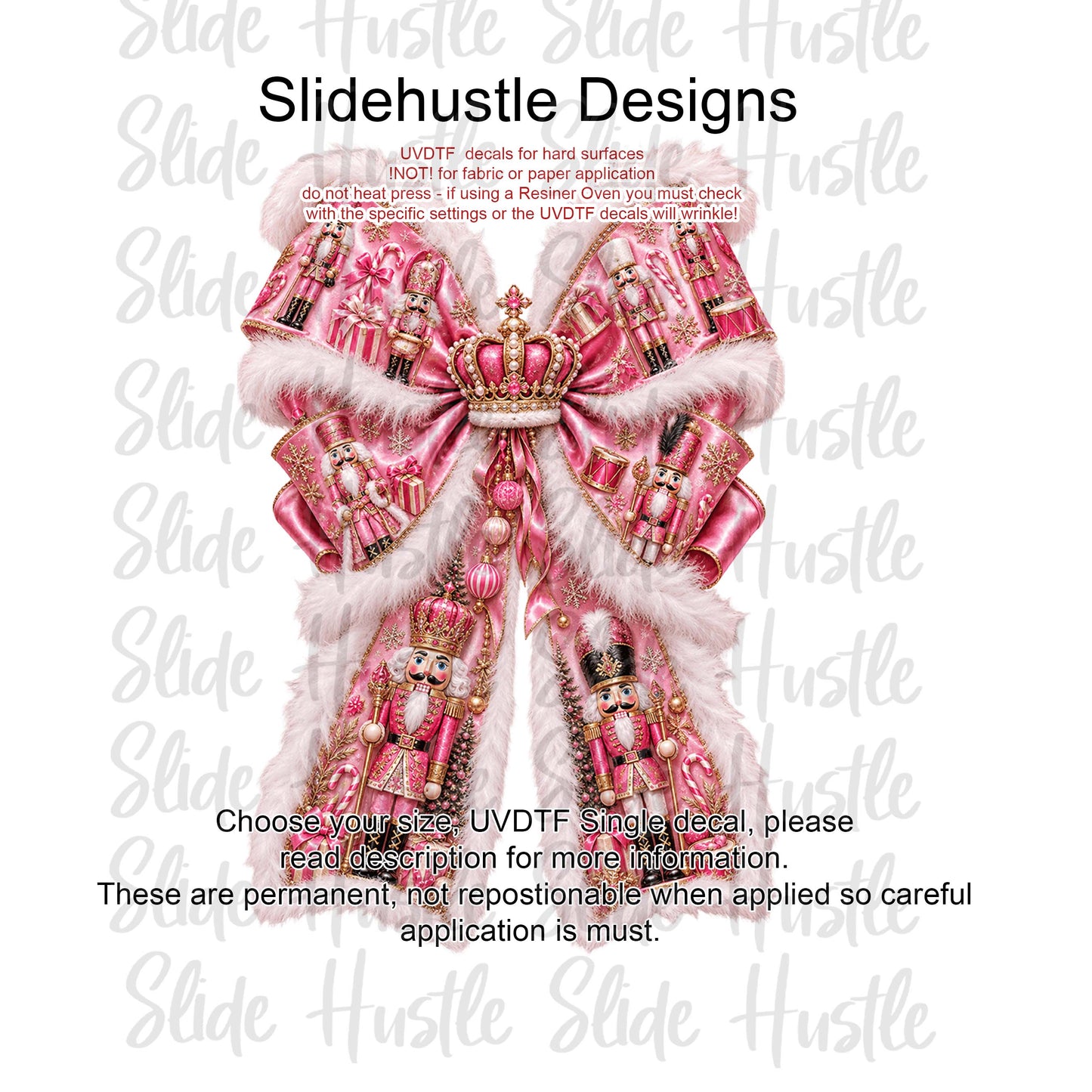 UVDTF Decal, Christmas Nutcracker bow. VF905 D7