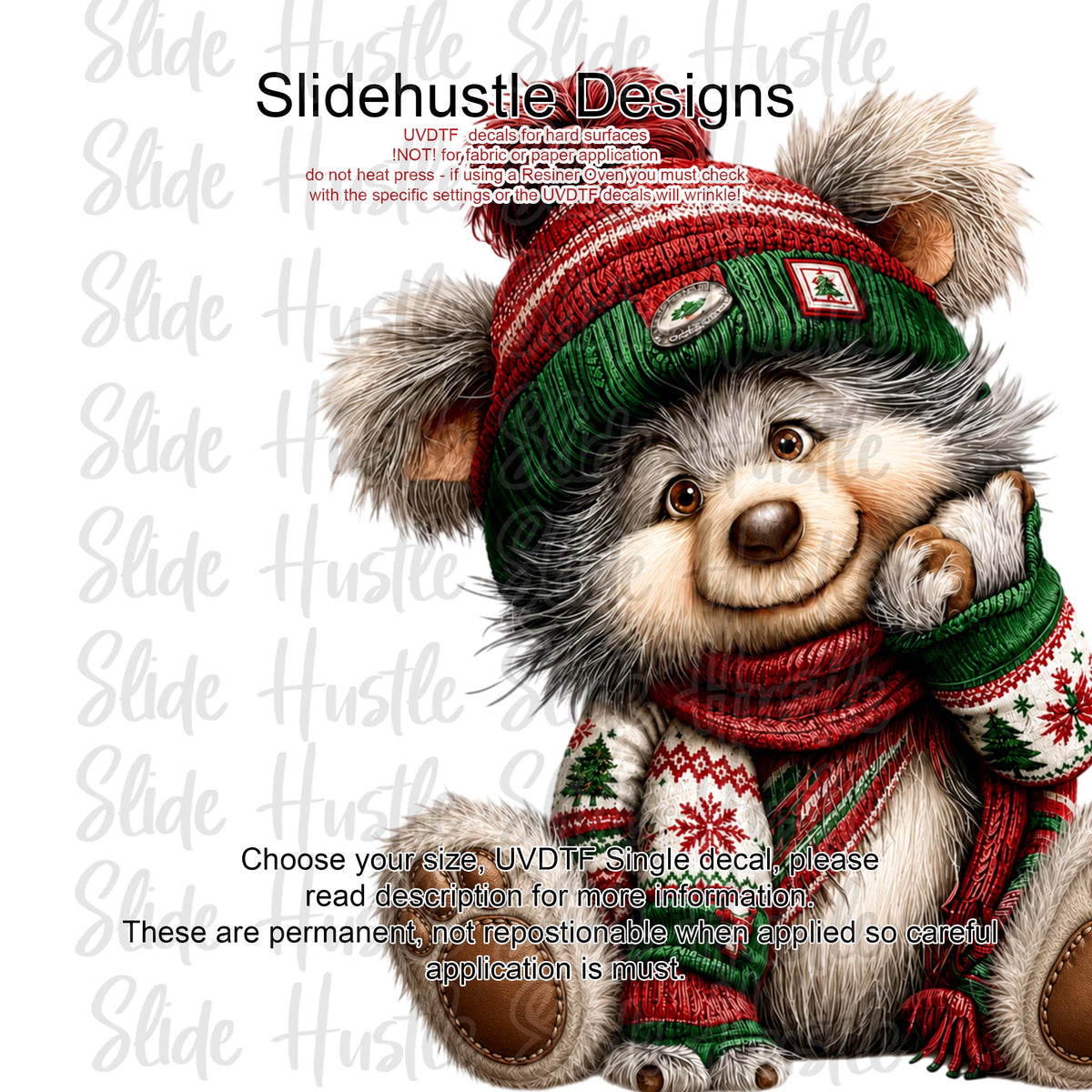 UVDTF Decal, Red Christmas Bear. VF905 D8