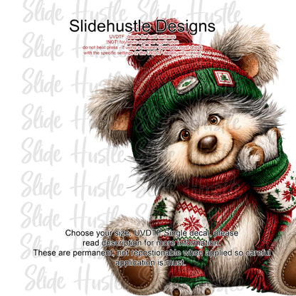 UVDTF Decal, Red Christmas Bear. VF905 D8