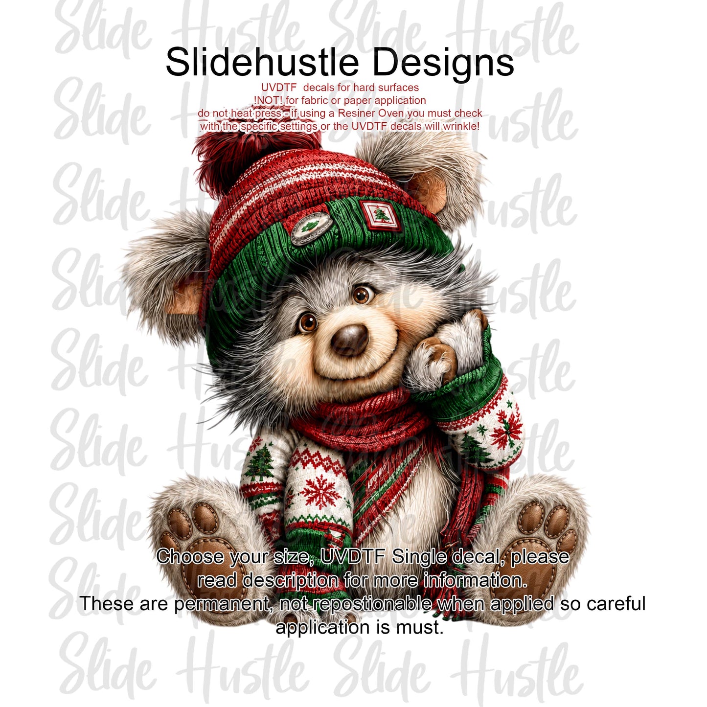 UVDTF Decal, Red Christmas Bear. VF905 D8