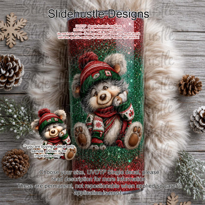 UVDTF Decal, Red Christmas Bear. VF905 D8