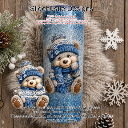 UVDTF Decal, Blue Christmas Bear. VF905 D9