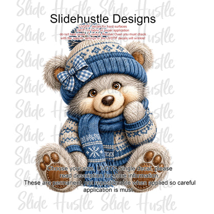 UVDTF Decal, Blue Christmas Bear. VF905 D9