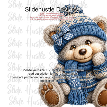 UVDTF Decal, Blue Christmas Bear. VF905 D9