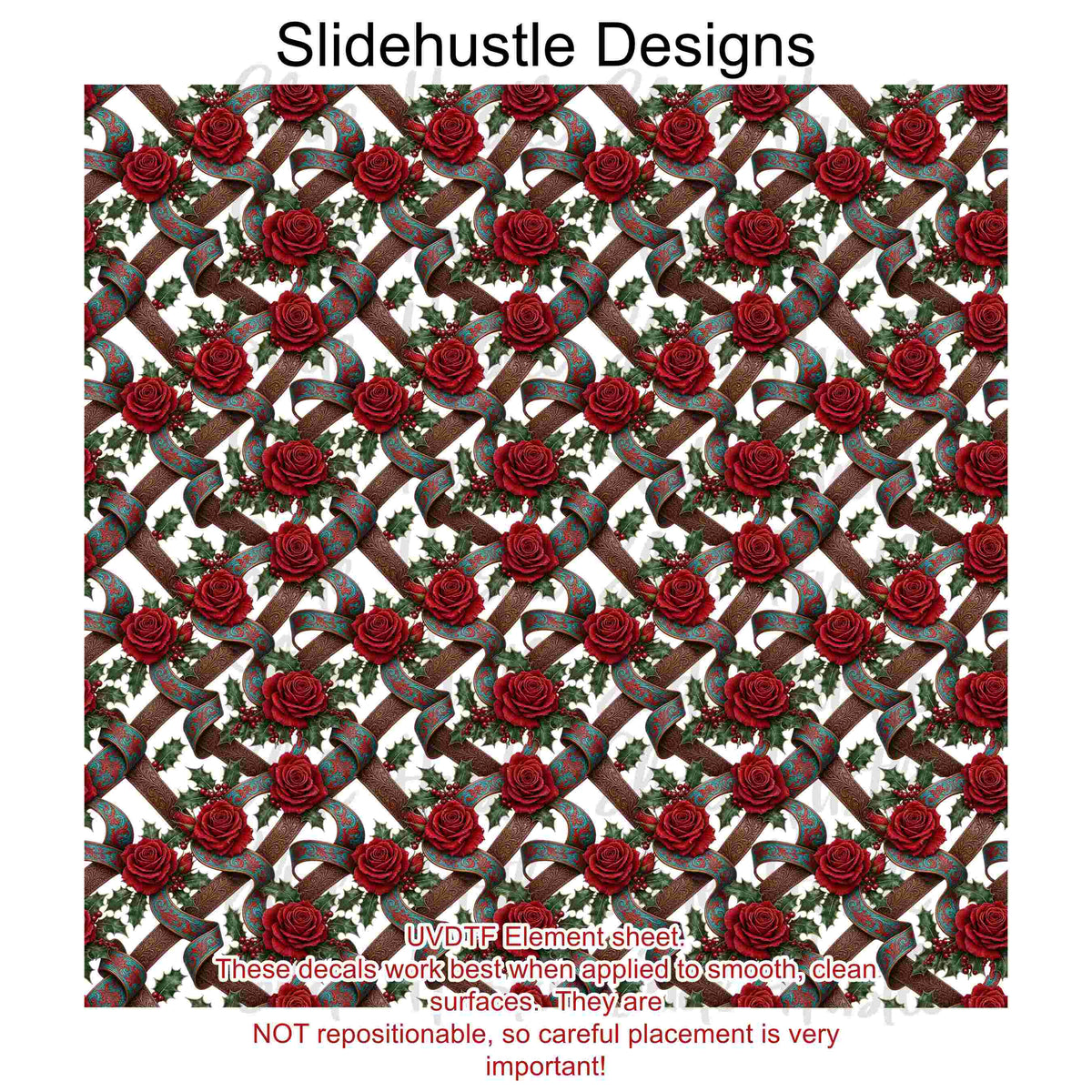 UVDTF Element Sheet, Christmas Roses, 11x11", VF905 ES10