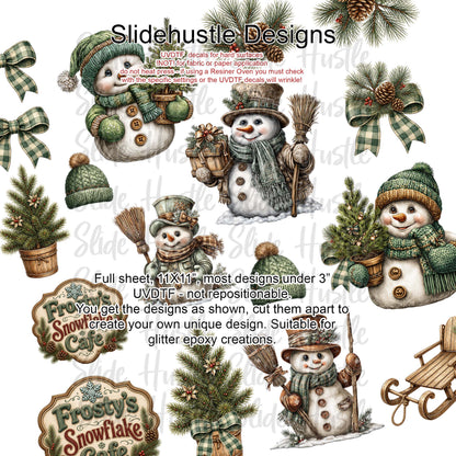 UVDTF Element Sheet, Christmas, Farmhouse Snowman, Red gingham, 11"x11", VF905 ES1