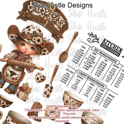 UVDTF Element Sheet, Cowgirl Cookie Shop Bakery, 11x11", VF905 ES14