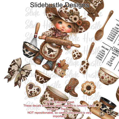 UVDTF Element Sheet, Cowgirl Cookie Shop Bakery, 11x11", VF905 ES14