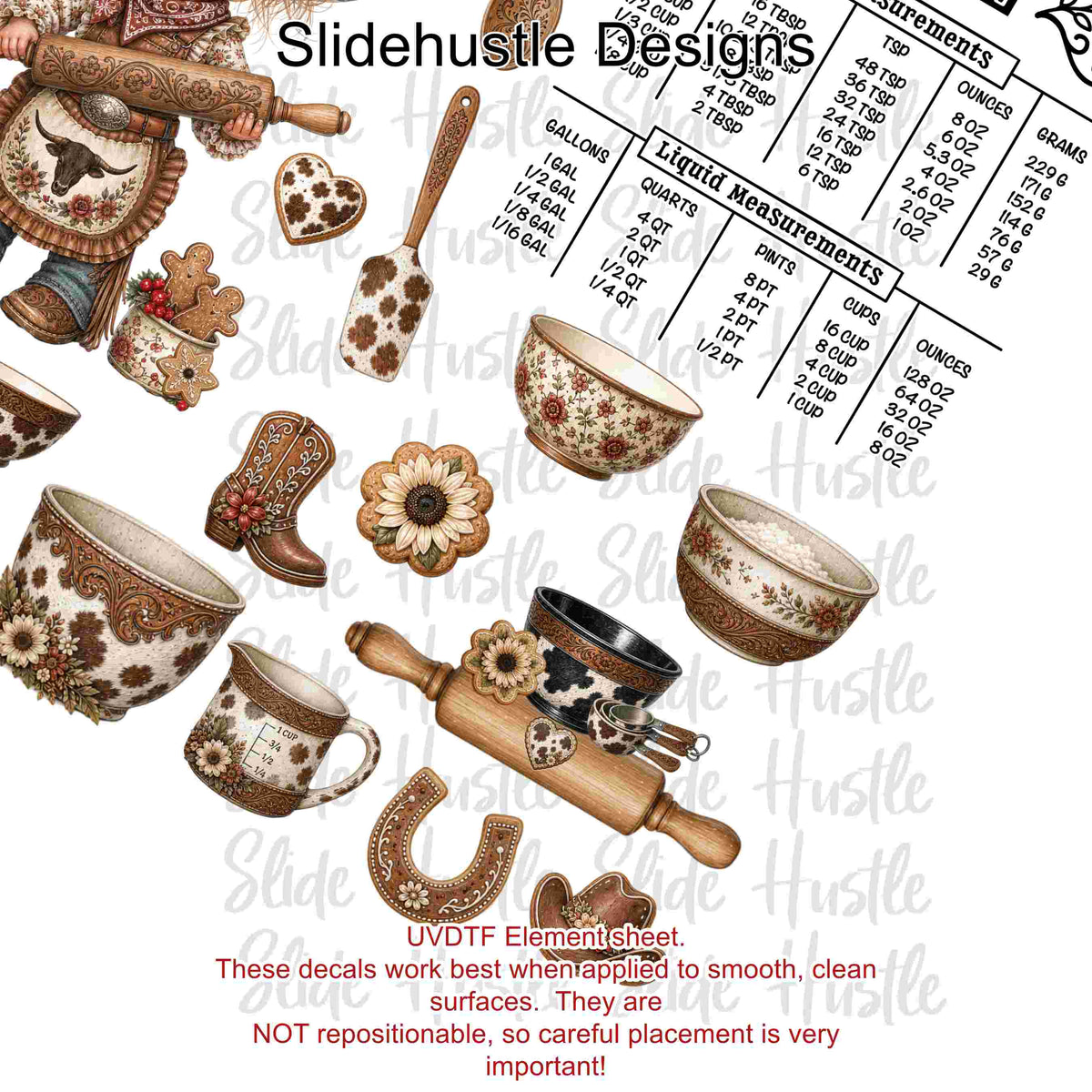 UVDTF Element Sheet, Cowgirl Cookie Shop Bakery, 11x11", VF905 ES14