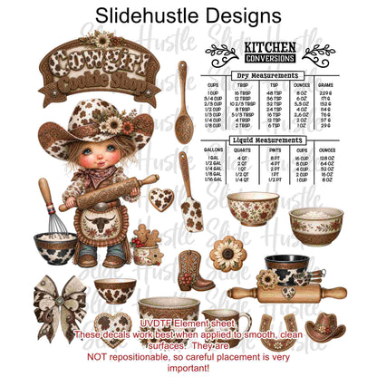 UVDTF Element Sheet, Cowgirl Cookie Shop Bakery, 11x11", VF905 ES14