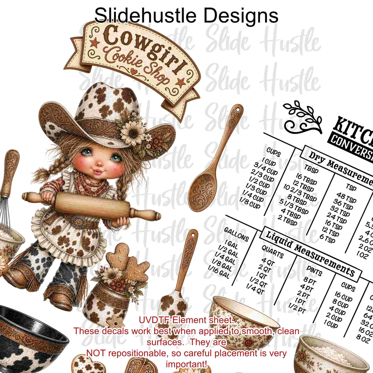 UVDTF Element Sheet, Cowgirl Cookie Shop Bakery, 11x11", VF905 ES15