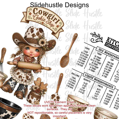 UVDTF Element Sheet, Cowgirl Cookie Shop Bakery, 11x11", VF905 ES15