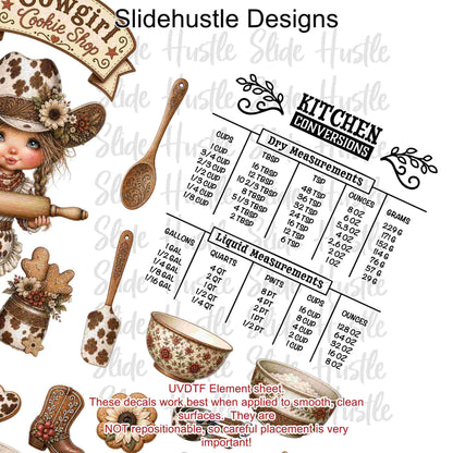 UVDTF Element Sheet, Cowgirl Cookie Shop Bakery, 11x11", VF905 ES15