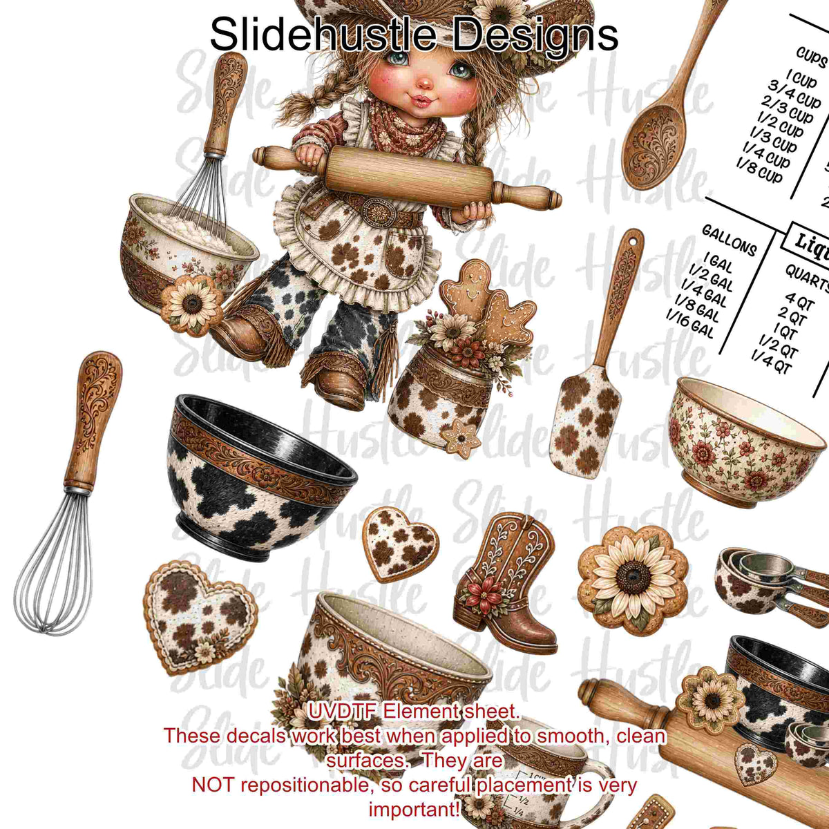 UVDTF Element Sheet, Cowgirl Cookie Shop Bakery, 11x11", VF905 ES15