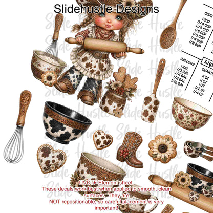 UVDTF Element Sheet, Cowgirl Cookie Shop Bakery, 11x11", VF905 ES15