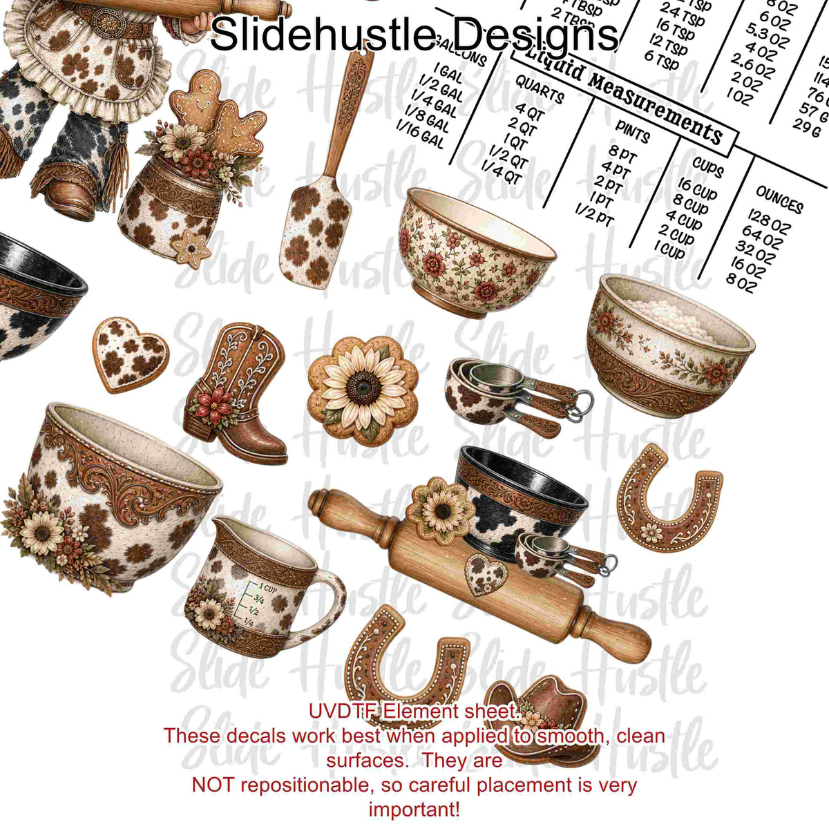 UVDTF Element Sheet, Cowgirl Cookie Shop Bakery, 11x11", VF905 ES15