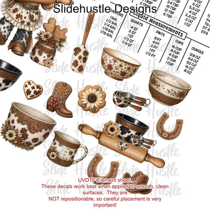 UVDTF Element Sheet, Cowgirl Cookie Shop Bakery, 11x11", VF905 ES15