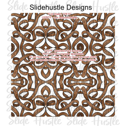 UVDTF Element Sheet, Natural embossed leather ribbon, 11x11", VF905 ES20