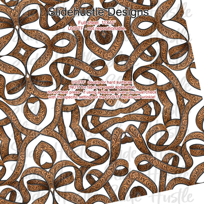 UVDTF Element Sheet, Natural embossed leather ribbon, 11x11", VF905 ES20