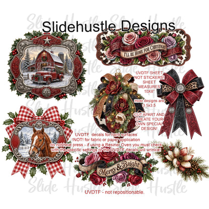 UVDTF Element Sheet, 10x8", Red medallions, Florals, and ornaments VF905 ES21